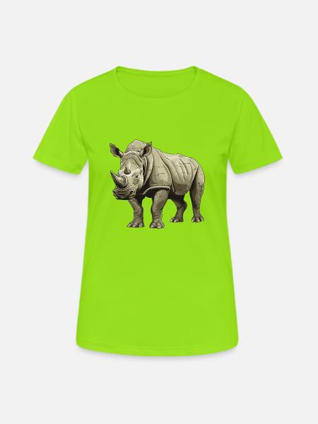 Nashorn Tier - Frauen T-Shirt atmungsaktiv - Neongrün