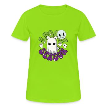 Spooky Season Halloween Geister Gespenster - Frauen T-Shirt atmungsaktiv - Neongrün - Vorne - AI Model Female 172 dark (172cm)