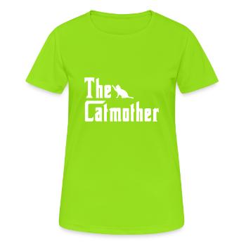 La Catmother - T-shirt respirant Femme - vert néon - Devant - AI Model Female 172 dark (172cm)