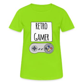 Gamer Retro S - Frauen T-Shirt atmungsaktiv - Neongrün - Vorne - AI Model Female 172 dark (172cm)