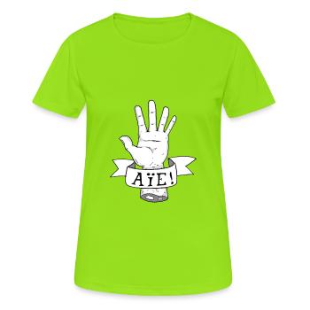 Traduction approximative #6 - T-shirt respirant Femme - vert néon - Devant - AI Model Female 172 dark (172cm)