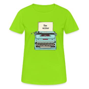 Machine à écrire - écrivain - T-shirt respirant Femme - vert néon - Devant - AI Model Female 172 dark (172cm)