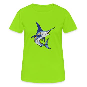Speerfisch Schwertfisch Marlin Hochseeangeln - Frauen T-Shirt atmungsaktiv - Neongrün - Vorne - AI Model Female 172 dark (172cm)