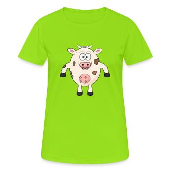 Grosse vache - T-shirt respirant Femme - vert néon - Devant - AI Model Female 172 dark (172cm)