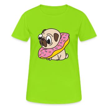 Pug Donut Dog Animaux Animaux domestiques - T-shirt respirant Femme - vert néon - Devant - AI Model Female 172 dark (172cm)