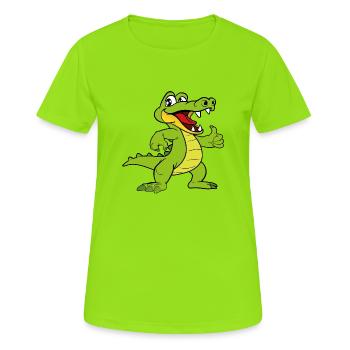 Kroko Kaiman Reptilien Tiere - Frauen T-Shirt atmungsaktiv - Neongrün - Vorne - AI Model Female 172 dark (172cm)