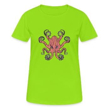 oktopus - Frauen T-Shirt atmungsaktiv - Neongrün - Vorne - AI Model Female 172 dark (172cm)