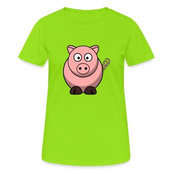 Schwein Cartoon - T-shirt respirant Femme - vert néon - Devant - AI Model Female 172 dark (172cm)