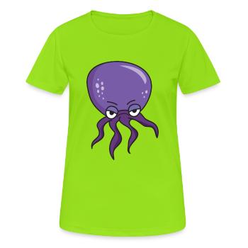 Oktopus Riesenkraken Tintefisch Tentakel Meer - Frauen T-Shirt atmungsaktiv - Neongrün - Vorne - AI Model Female 172 dark (172cm)