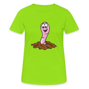 Regenwurm - Frauen T-Shirt atmungsaktiv - Neongrün - Vorne - AI Model Female 172 dark (172cm)