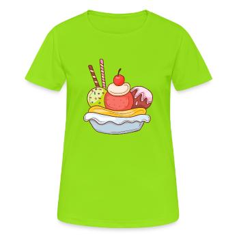 Crème glacée, crème glacée, crème glacée, crème glacée, boule, crème glacée, sundae - T-shirt respirant Femme - vert néon - Devant - AI Model Female 172 dark (172cm)