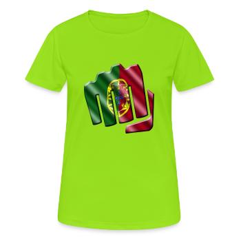 Portugal - T-shirt respirant Femme - vert néon - Devant - AI Model Female 172 dark (172cm)