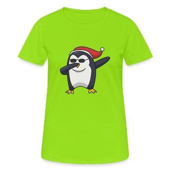 Pingouin tamponnant cadeau de Noël Hip Hop Cool - T-shirt respirant Femme - vert néon - Devant - AI Model Female 172 dark (172cm)