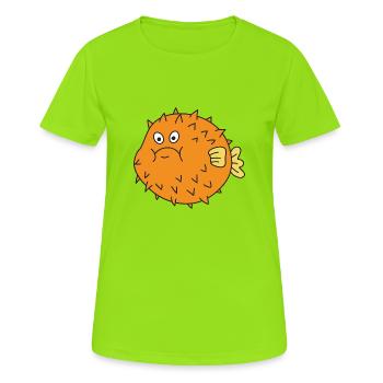 Puffer poisson mer océan sous l'eau - T-shirt respirant Femme - vert néon - Devant - AI Model Female 172 dark (172cm)