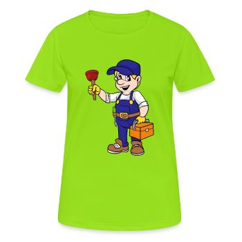 Installateur de gaz et d'eau - T-shirt respirant Femme - vert néon - Devant - AI Model Female 172 dark (172cm)