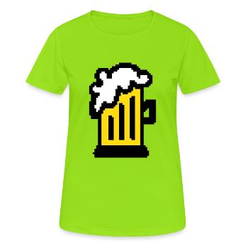 Art de pixel de bière - T-shirt respirant Femme - vert néon - Devant - AI Model Female 172 dark (172cm)