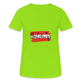 Drapeau Autriche Salzbourg - T-shirt respirant Femme - vert néon - Devant - AI Model Female 172 dark (172cm)