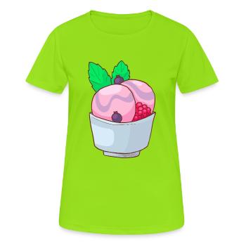 Crème glacée, crème glacée, crème glacée, crème glacée, boule, crème glacée, sundae - T-shirt respirant Femme - vert néon - Devant - AI Model Female 172 dark (172cm)