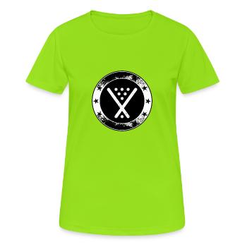 Poolbillard Emblem - Symbol Billard Queue Snooker - Frauen T-Shirt atmungsaktiv - Neongrün - Vorne - AI Model Female 172 dark (172cm)