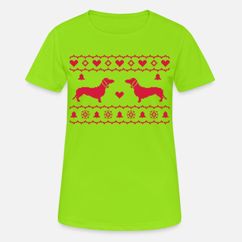 X-Mas Dackel - Women's Breathable T-Shirt - neon green