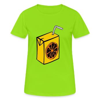 saft box karton einweg stroh orange getraenke - Frauen T-Shirt atmungsaktiv - Neongrün - Vorne - AI Model Female 172 dark (172cm)