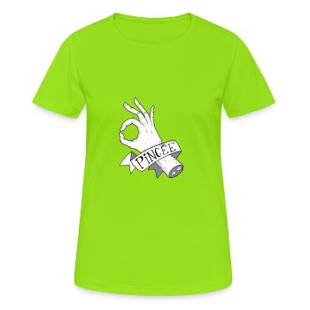 Traduction approximative #1 - T-shirt respirant Femme - vert néon - Devant - AI Model Female 172 dark (172cm)