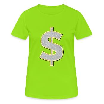dollar sign - Women's Breathable T-Shirt - neon green - Front - AI Model Female 172 dark (172cm)