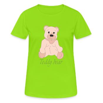 Rosa Teddybär - Frauen T-Shirt atmungsaktiv - Neongrün - Vorne - AI Model Female 172 dark (172cm)