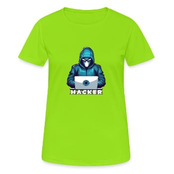Maskierter Hacker Hacking - Frauen T-Shirt atmungsaktiv - Neongrün - Vorne - AI Model Female 172 dark (172cm)
