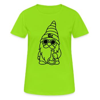 Cooler Zwerg/Wichtel mit Sonnenbrille und Bong - Frauen T-Shirt atmungsaktiv - Neongrün - Vorne - AI Model Female 172 dark (172cm)