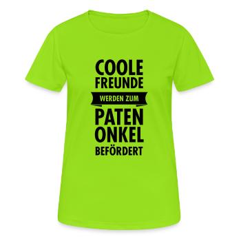 Coole Freunde Werden Zum Patenonkel Befördert - Women's Breathable T-Shirt - neon green - Front - AI Model Female 172 dark (172cm)