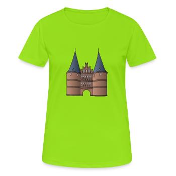 Holstentor Lübeck c - T-shirt respirant Femme - vert néon - Devant - AI Model Female 172 dark (172cm)