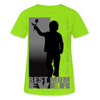 meilleure maman de tous les temps Garçon avec Rose - T-shirt respirant Femme - vert néon - Devant - AI Model Female 172 dark (172cm)