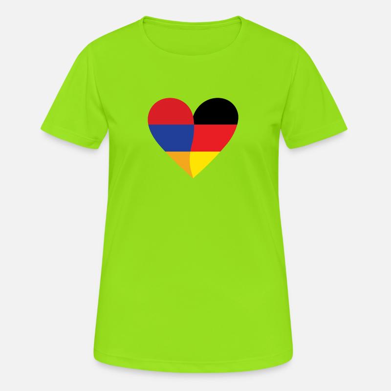 Armenia Germany Heart - Women's Breathable T-Shirt - neon green