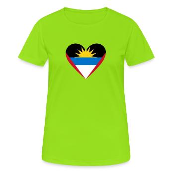 Antigua and Barbuda Heart - Frauen T-Shirt atmungsaktiv - Neongrün - Vorne - AI Model Female 172 dark (172cm)