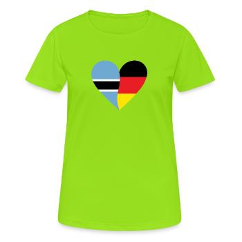 Botswana Germany Heart - Frauen T-Shirt atmungsaktiv - Neongrün - Vorne - AI Model Female 172 dark (172cm)