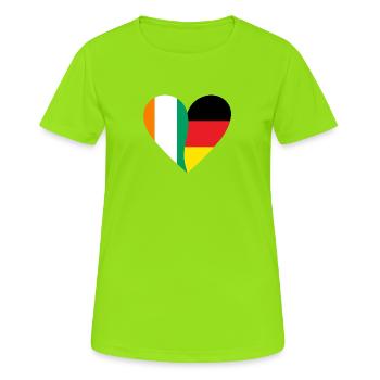 Ivory Coast Germany Heart - Women's Breathable T-Shirt - neon green - Front - AI Model Female 172 dark (172cm)