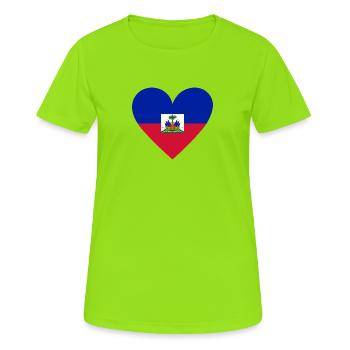 Haiti Heart - Frauen T-Shirt atmungsaktiv - Neongrün - Vorne - AI Model Female 172 dark (172cm)