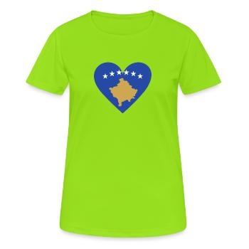 Cœur du Kosovo - T-shirt respirant Femme - vert néon - Devant - AI Model Female 172 dark (172cm)
