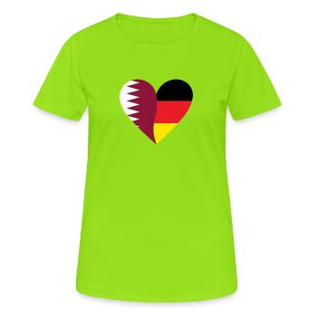 Qatar Germany Heart - Women's Breathable T-Shirt - neon green - Front - AI Model Female 172 dark (172cm)
