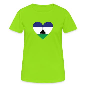 Lesotho Heart - Frauen T-Shirt atmungsaktiv - Neongrün - Vorne - AI Model Female 172 dark (172cm)