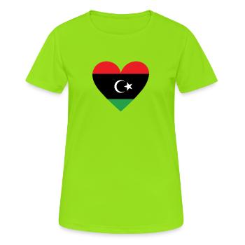 Libye Cœur - T-shirt respirant Femme - vert néon - Devant - AI Model Female 172 dark (172cm)