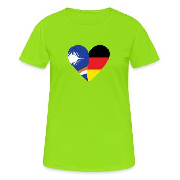 Marshall Islands Germany Heart - Frauen T-Shirt atmungsaktiv - Neongrün - Vorne - AI Model Female 172 dark (172cm)