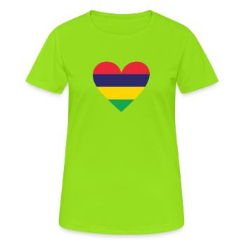 Cœur de l’île Maurice - T-shirt respirant Femme - vert néon - Devant - AI Model Female 172 dark (172cm)