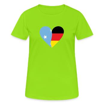 Micronesia Germany Heart - Frauen T-Shirt atmungsaktiv - Neongrün - Vorne - AI Model Female 172 dark (172cm)