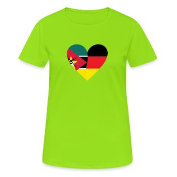 Mozambique Germany Heart - Women's Breathable T-Shirt - neon green - Front - AI Model Female 172 dark (172cm)