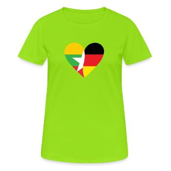 Myanmar Germany Heart - Women's Breathable T-Shirt - neon green - Front - AI Model Female 172 dark (172cm)