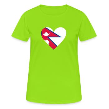 Nepal Heart - Frauen T-Shirt atmungsaktiv - Neongrün - Vorne - AI Model Female 172 dark (172cm)