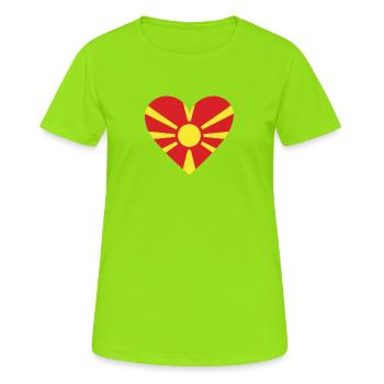 North Macedonia Heart - Frauen T-Shirt atmungsaktiv - Neongrün - Vorne - AI Model Female 172 dark (172cm)
