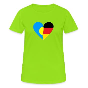 Palau Germany Heart - Frauen T-Shirt atmungsaktiv - Neongrün - Vorne - AI Model Female 172 dark (172cm)